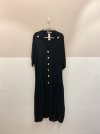 Vestido midi preto conchas Valônia Véras G
