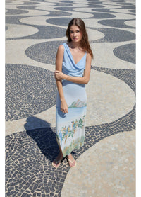 Vestido Tule Degagê Estampado Rio Antigo