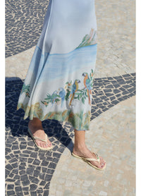 Vestido Tule Degagê Estampado Rio Antigo