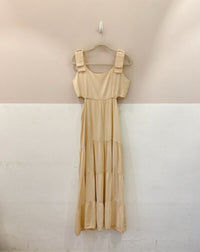 Vestido midi bege recorte Luksa M