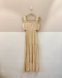 Vestido midi bege recorte Luksa M