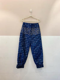 Calça tecido brocado azul A. Niemeyer 36