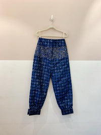 Calça tecido brocado azul A. Niemeyer 36