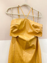 Vestido midi mostarda Open P