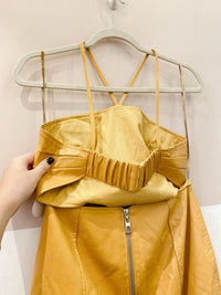 Vestido midi mostarda Open P