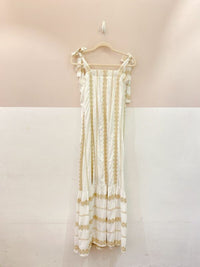 Vestido midi branco bordado Ideologic G