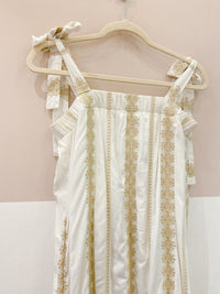 Vestido midi branco bordado Ideologic G