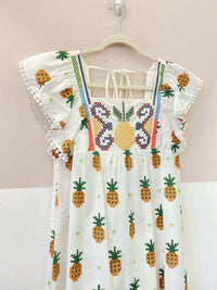 Vestido midi bordado abacaxis Farm P