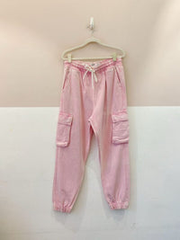Calça jogger sarja rosa bolsos Bershka G