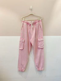 Calça jogger sarja rosa bolsos Bershka G