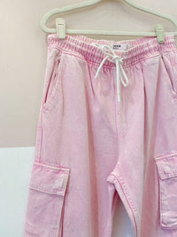 Calça jogger sarja rosa bolsos Bershka G