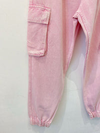 Calça jogger sarja rosa bolsos Bershka G