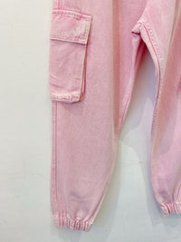 Calça jogger sarja rosa bolsos Bershka G