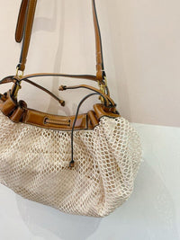 Bolsa rede off white marrom Zara