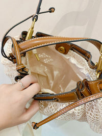 Bolsa rede off white marrom Zara