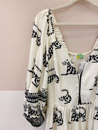 Vestido longo p&amp;b tigres Farm G