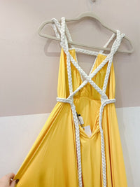 Vestido malha fria amarelo cordas Fabi Freixo P