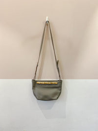 Bolsa couro cinza bambu Glorinha Paranaguá