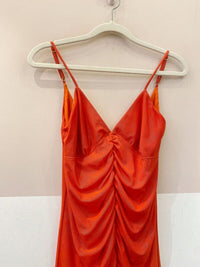 Vestido midi tule laranja franzido Vix P