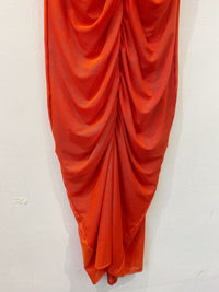 Vestido midi tule laranja franzido Vix P