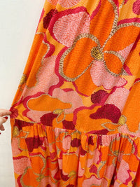 Vestido longo estampa laranja Dress to GG