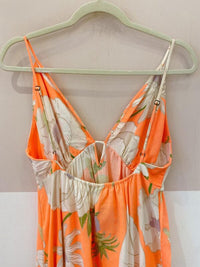 Vestido midi laranja floral Farm M