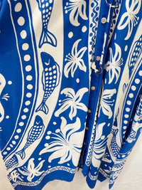 Vestido longo estampa azul Farm M
