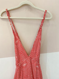 Vestido midi listrado vermelho Totem G