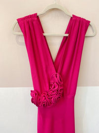 Vestido midi fucsia aplicação Cris Barros 38