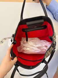 Bolsa palha couro preto Thag