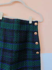 Saia verde tweed botões Zara P