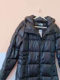 Jaqueta preta alongada puffer The North Face P