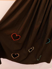 Vestido midi preto corações Shein M