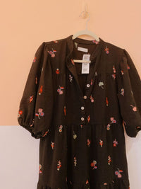 Vestido preto flores bordadas Ideologic M
