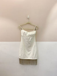 Vestido curto tricot franja Eugênia Sanson G