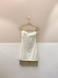 Vestido curto tricot franja Eugênia Sanson G